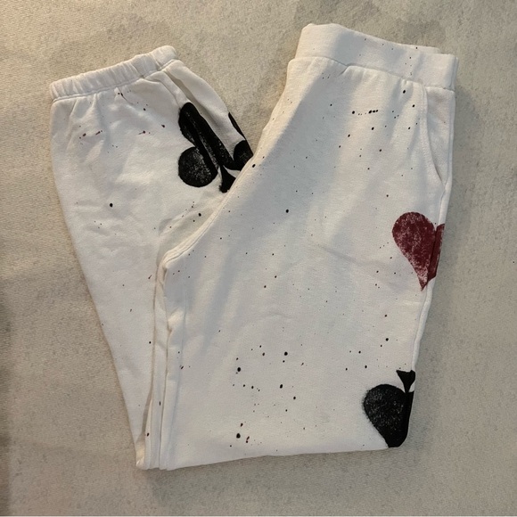 NWT T-Party Hand Painted Poker Jogger Pants - White M - Picture 13 of 15